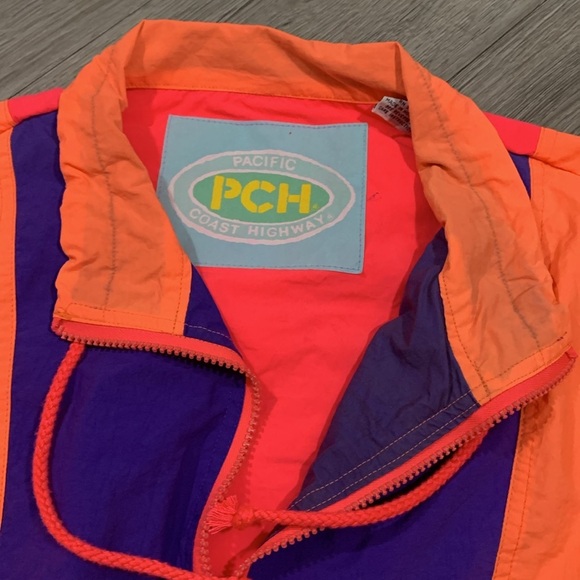 PCH 80’s Pacific Coast Highway Neon Color Block Half Zip Pull Over Windbreaker - Picture 9 of 14
